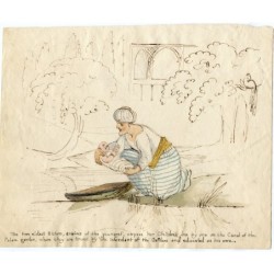 Disegno ad acquerello di Mosè salvato dalle acque del diluvio e tratto in salvo nel giardino del Palazzo. 1860