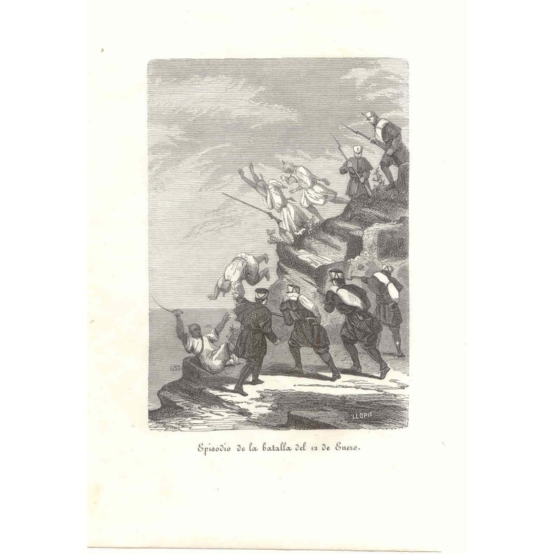 Episode of the battle of January 12. Signed Llopis