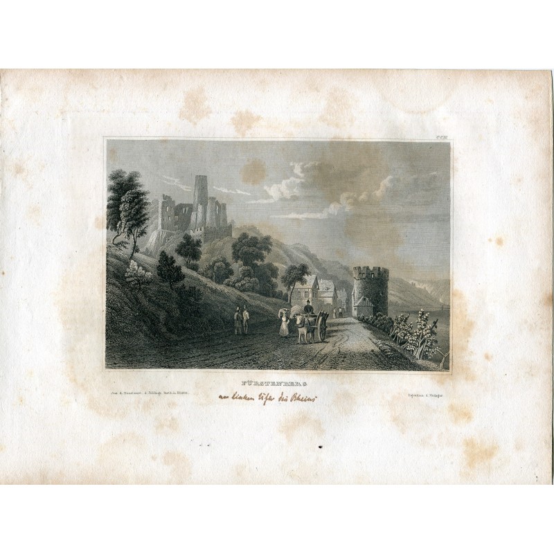 Alemania. Ruinas del castillo de Fúrstemberg. Grabado editado por W.G. Fearnside en 1832.