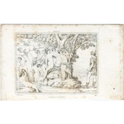 Thème mythologique. Diane et Actéon. Gravure d'après un dessin d'Albane.