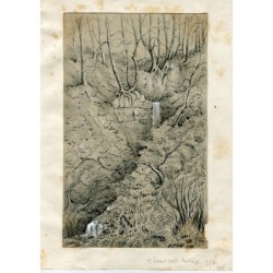 Drawing near Lover's Seat, Hastings. Signed EJ Hills and dated 1847.