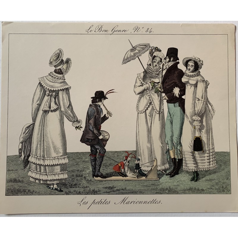 Les petittes Marionettes. Grabado satírico de Le Bon Genre, publicado en Francia