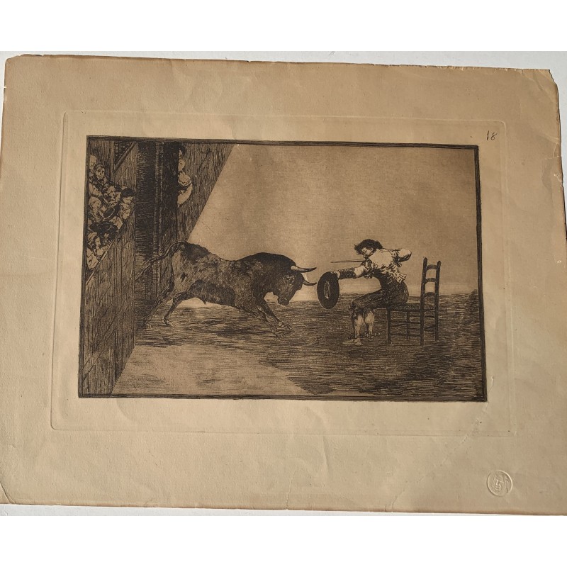 Acquaforte di Goya. L'audacia di Martincho nell'anello di Saragozza - Quinta o sesta edizione.