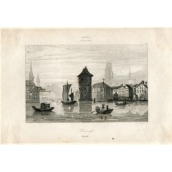 Switzerland. Zurich. Engraving by Rouargue. 19th century