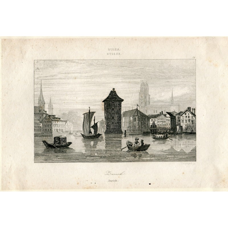 Suisse. Zurich. Gravure de Rouargue. XIXe siècle.