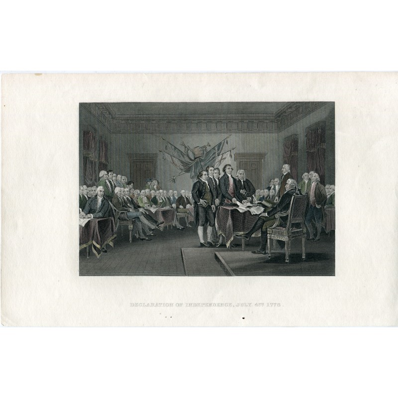 Déclaration d'indépendance, 4 juillet 1776. Gravure de J. Trurnbull. XIXe siècle.
