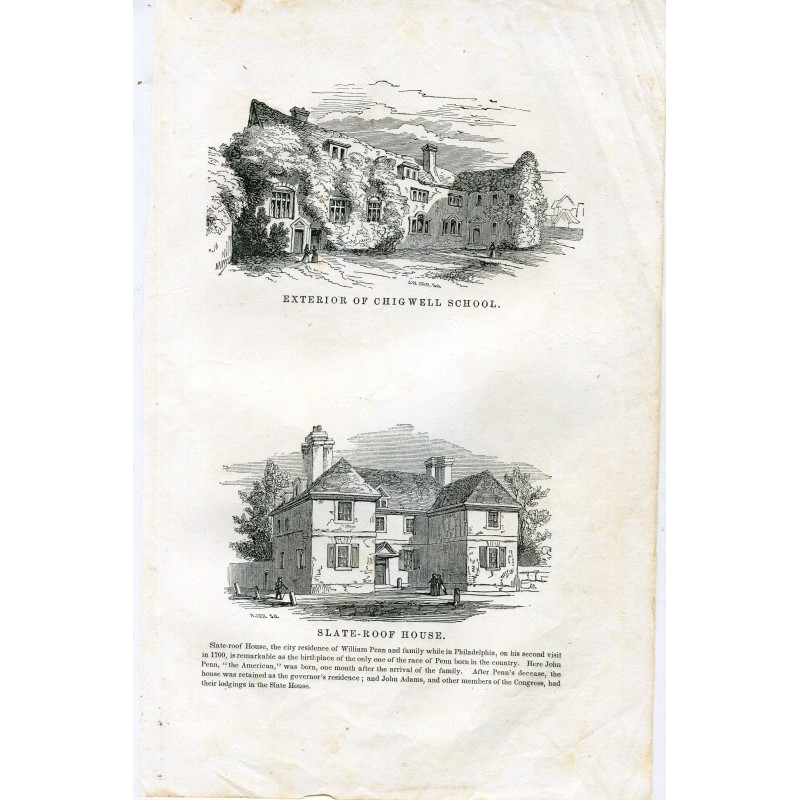 Angleterre. Essex. Extérieur de l'école Chigwell et de la maison au toit d'ardoise.