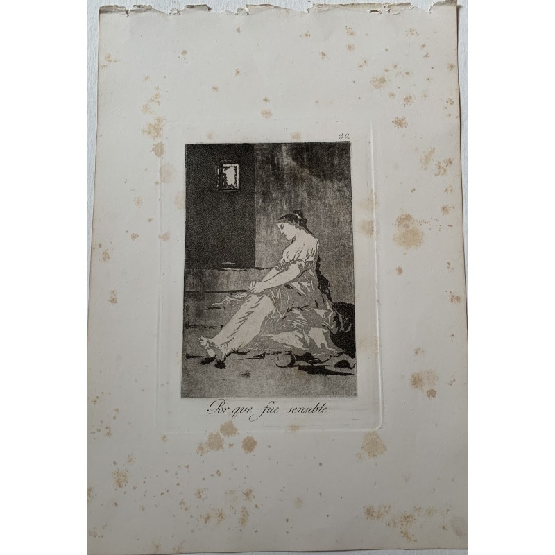 Goya. Because he was sensitive. Capricho No. 32 of the 5th edition published between 1881 and 1886 by Calcografia Nacional.