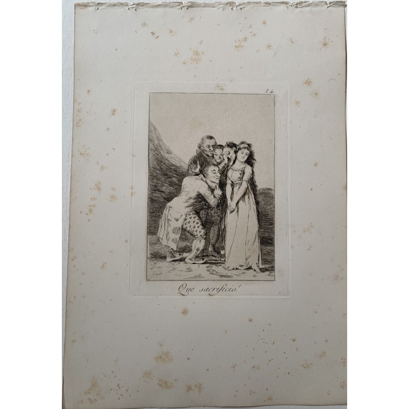 Goya. What a Sacrifice. Capricho No. 14 of the 5th edition published between 1881 and 1886 by Calcografia Nacional.