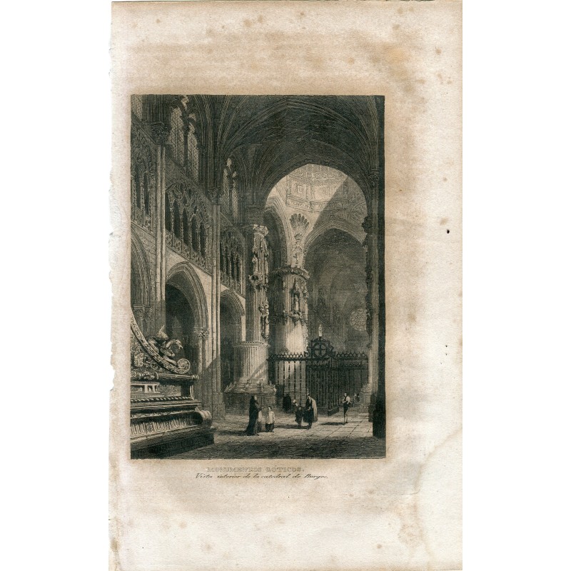 Spain. Interior view of Burgos Cathedral. Engraving by Antonio Roca.