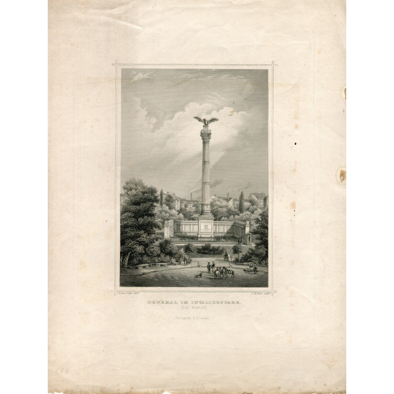 Germany. Denkmal in Invaliden Park, Berlin. Engraving by GM Kurtz. Drawing by Johannes Rabe