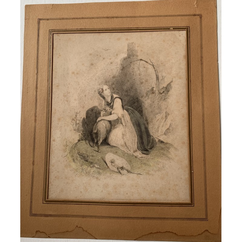 Savoya, die Hirtin. Kupferstich von W. Finden, Kopie einer Zeichnung von J. Brown. 1864.