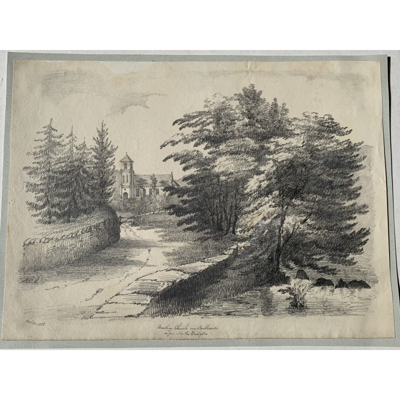 Angleterre. Cumbria. Église de Brathay près d'Ambleside. Dessin de 1853.