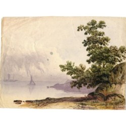 Angleterre. Paysage. Aquarelle de l'école anglaise du XIXe siècle.