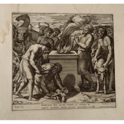 Bible de Raphaël - Le sacrifice de Noé - Gravure de 1674