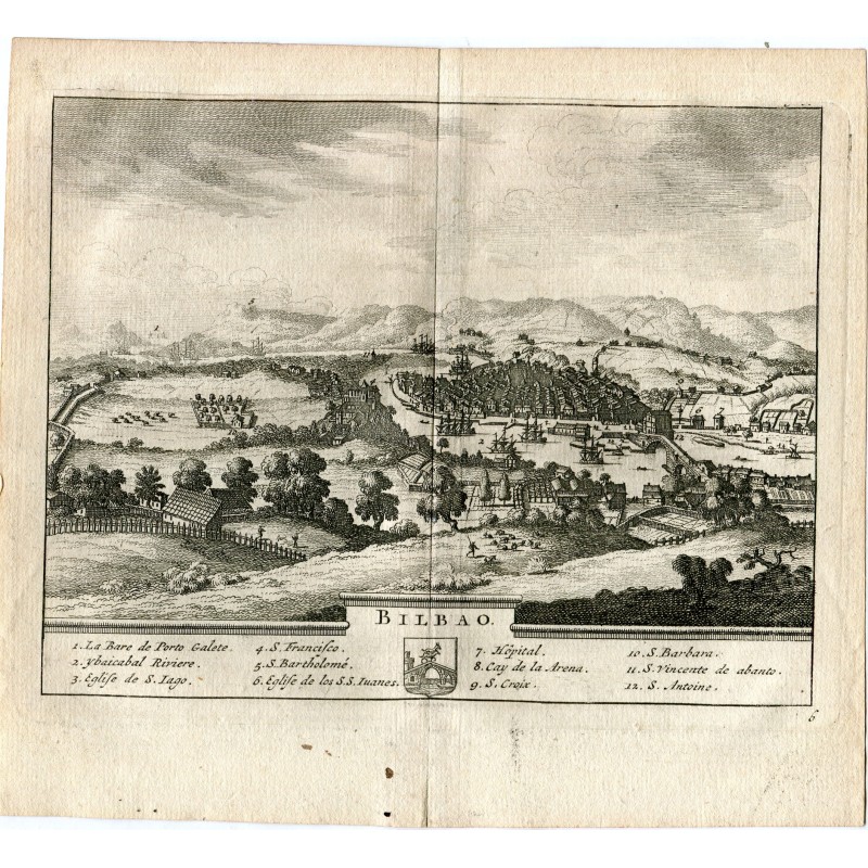 Bilbao. Kartografische Karte. Gestochen von Pieter Vander Aa (Alvarez de Colmenar) im Jahr 1715
