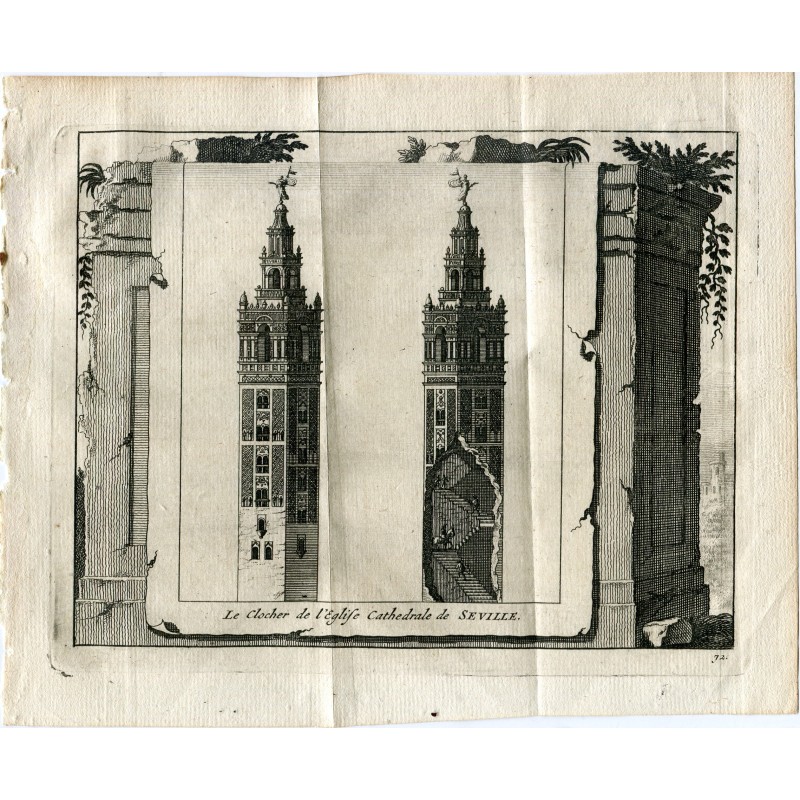 Le clocher de l'Eglise Cathedrale de Sevilla. Grabado Pieter Vander Aa (Alvarez de Colmenar) en 1715