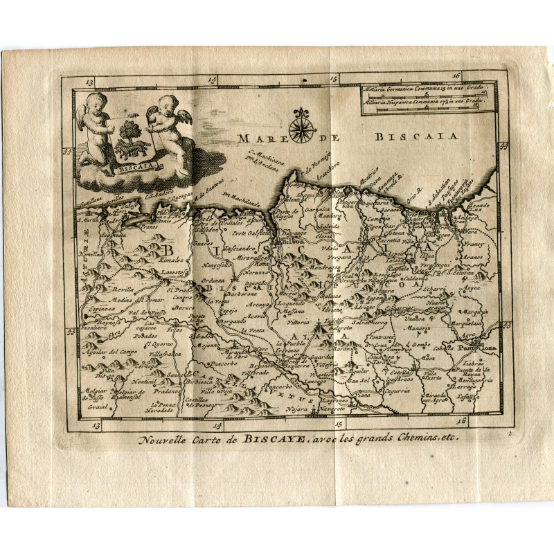 Novelle carte de Biscaye.Gravure Pieter Vander Aa (Alvarez de Colmenar) en 1715