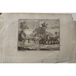 Pêche au maïs hottentote à Kolben et mariage à Kolben. Gravure sur cuivre de 1846.