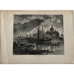 Germania. Caub e il Palatinato e il castello di Gutenfels. Xilografia 1878
