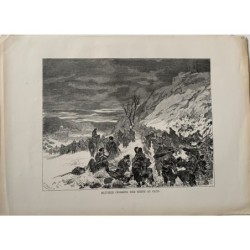 Allemagne. Blücher traversant le Rhin à Caub. Gravure sur bois.