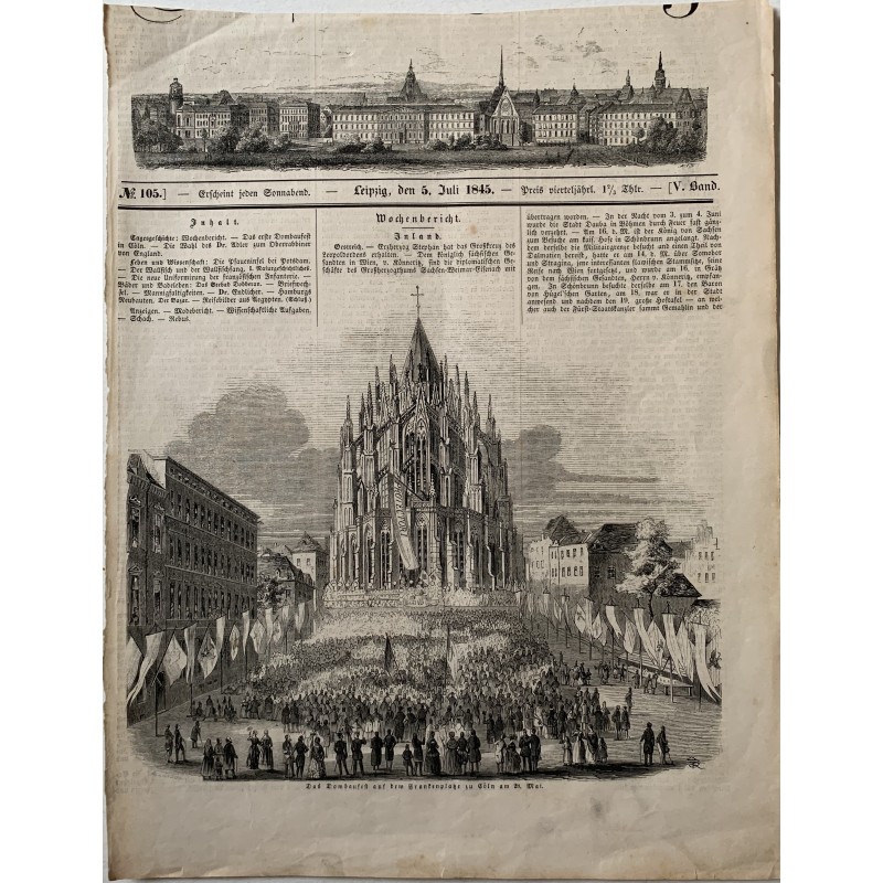 1845. Kölner Dom, Holzstich.