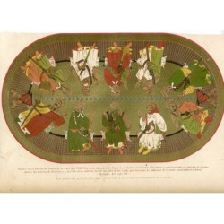 1879. Alhambra-Palast (Granada). Deckengemälde in der Mitte. Justizpalast. Chromolithographie von Pujadas.