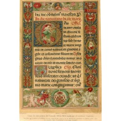 Chromolithographie d'une page du Missel dit Riche utilisé par le cardinal Cisneros.