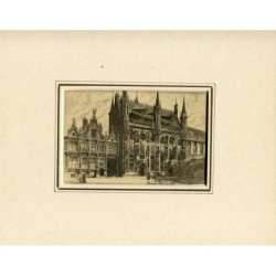 Belgien. Brügge. Hotel de Ville, Gravur aus dem 19. und 20. Jahrhundert