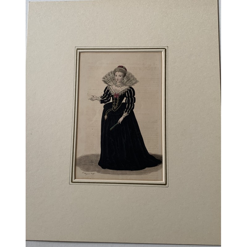 Gravure colorée de Charlotte Marguerite de Montmorency par Ed. Hargrave