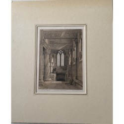 James Duffield Harding. Le pilier de Prentice, chapelle de Roslin. Lithographie de Day & Son.