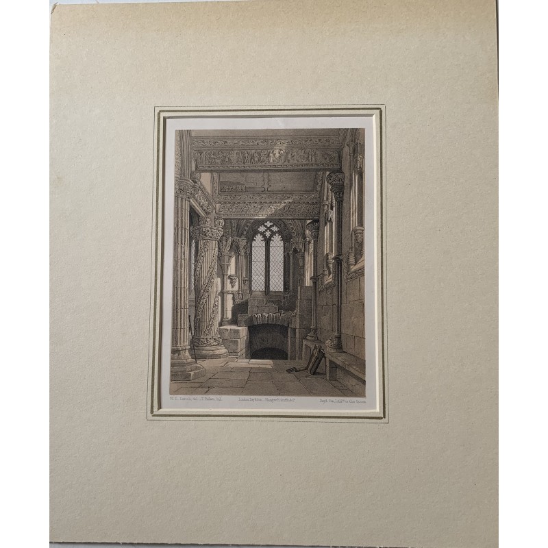 James Duffield Harding. Pilastro di Prentice, Cappella di Roslin. Litografia di Day & Son.
