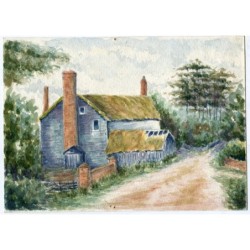 Bauernhaus. Anonymes Aquarell der englischen Schule des 19. Jahrhunderts.