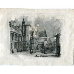 Francia. Palazzo di Cluny, Parigi. Incisione di Beaupré, disegno di Rouargue.