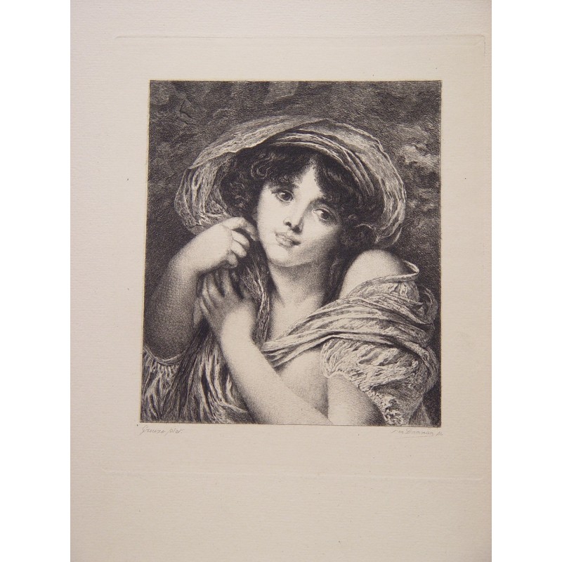 Head of a Young Girl, after J. B. Greuze. Damman