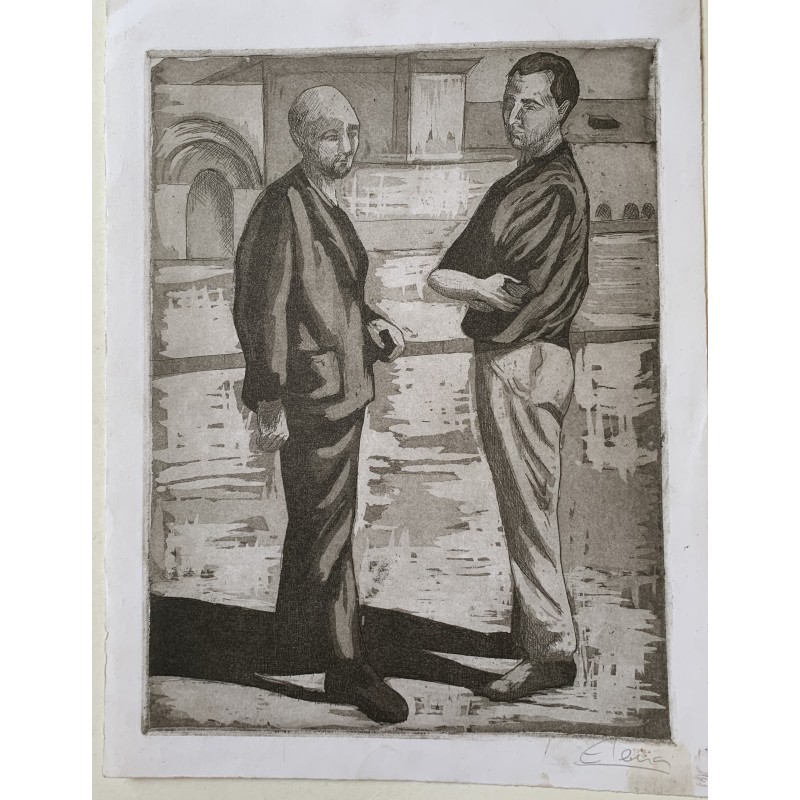 Male Couple. Artist's proof by Catalan artist Elena Jou