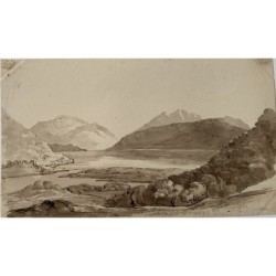 Scotland. Sepia watercolor of Glen Co.