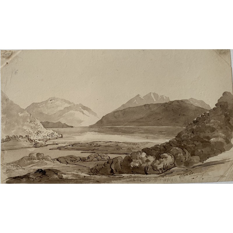 Schottland. Sepia-Aquarell von Glen Co.