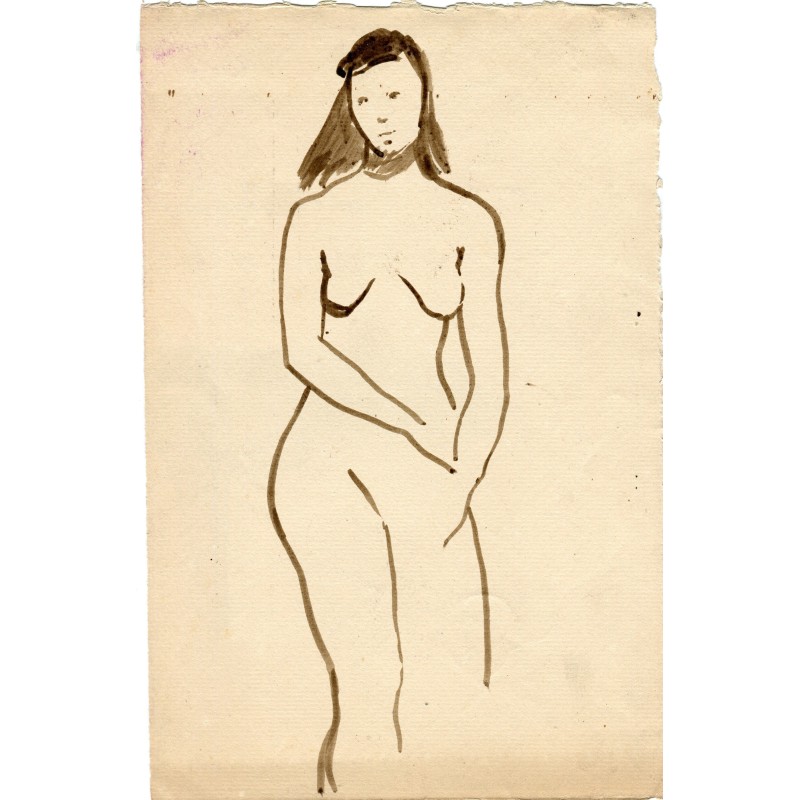Nude. Watercolor drawing. Anonymous.