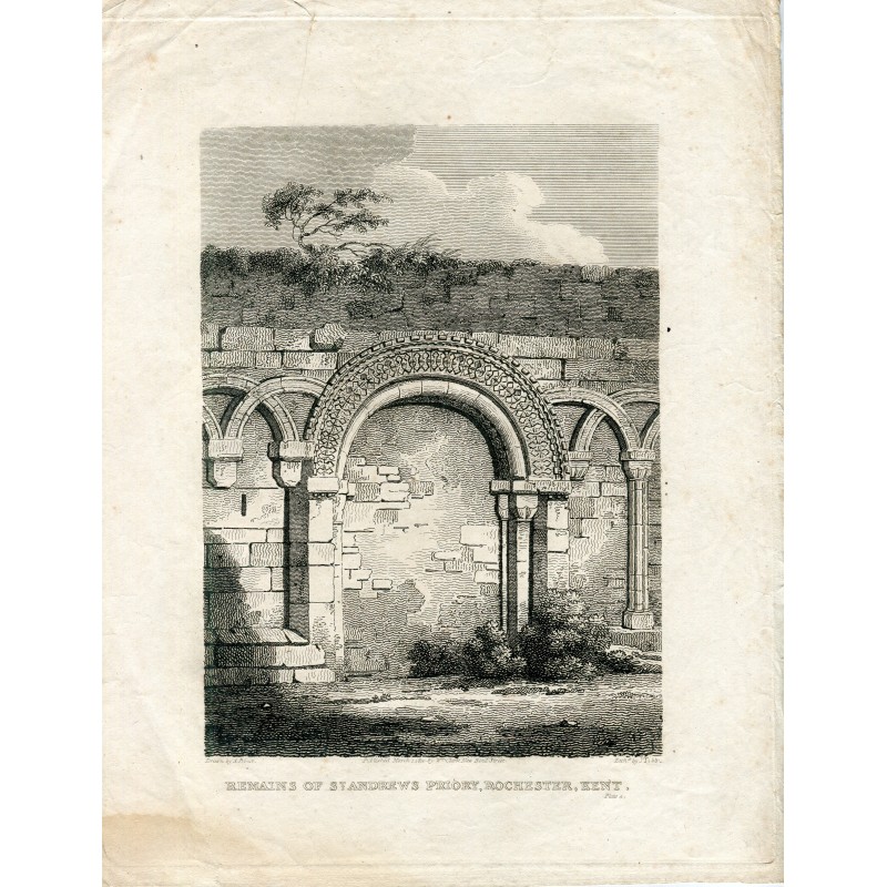 England. Remain of St. andrews Priory Rochester, Kent engraved by J. Tidd, drawn by S. Prout