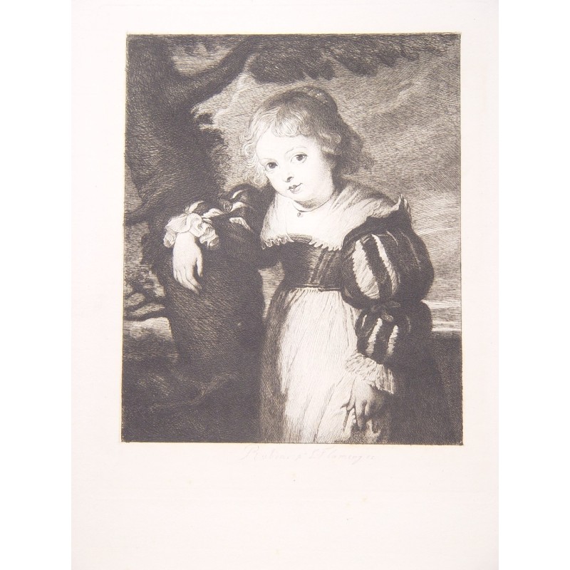 Portrait de jeune fille, d'après Rubens. Léopold Flameng