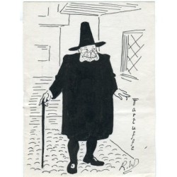 Tartuffe, satirical drawing signed initials RW