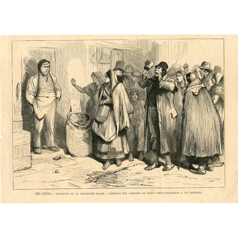 Irland. Episoden sozialer Unruhen. Kupferstich. Die spanische und amerikanische Illustration, 30. Januar 1881.