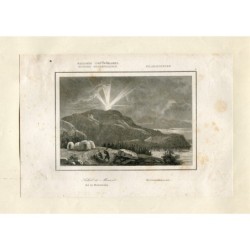 Gravur der Mitternachtssonne. Zirkumpolare Regionen.