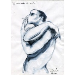 Vicente Quiles. « L'admirateur d'art » Dessin signé et daté 1902.