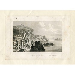 Suède. Kullen Phare. Péninsule de Kullaberg. Gravure réalisée en 1839