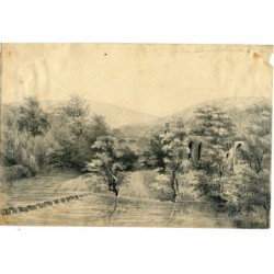England. North Yorkshire. Bolton Abbey. Drawing titled top and dated 1844