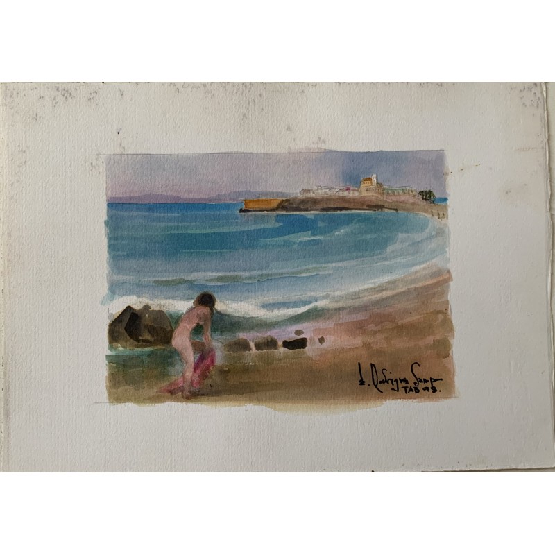 Eduardo Rodriguez Samper. Tabarca Island, Alicante. Watercolor