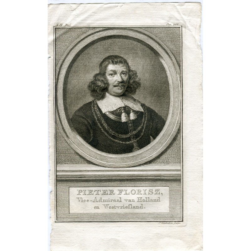 Pieter Florisz Vice-Admiral de Holanda (1602-1658) grabado de Jacob Houbraken