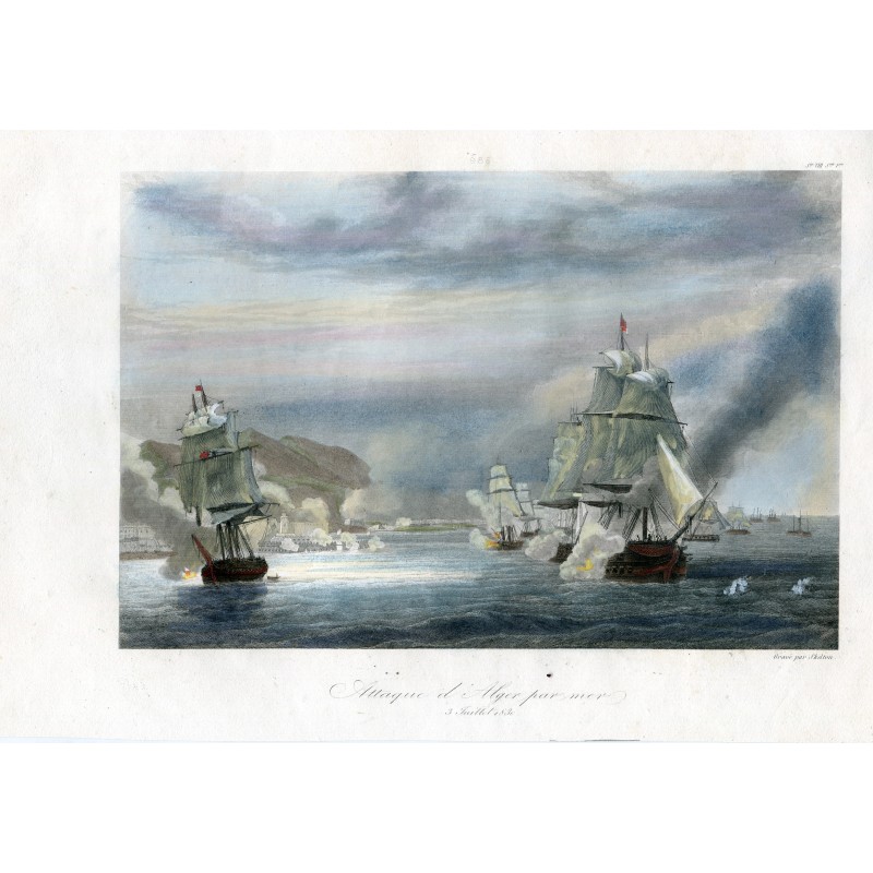 Angriff auf Algier vom Meer aus, gestochen von Skelton, 1830